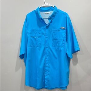 Columbia Men’s Short-Sleeve Button-Down Shirt - Bright Blue